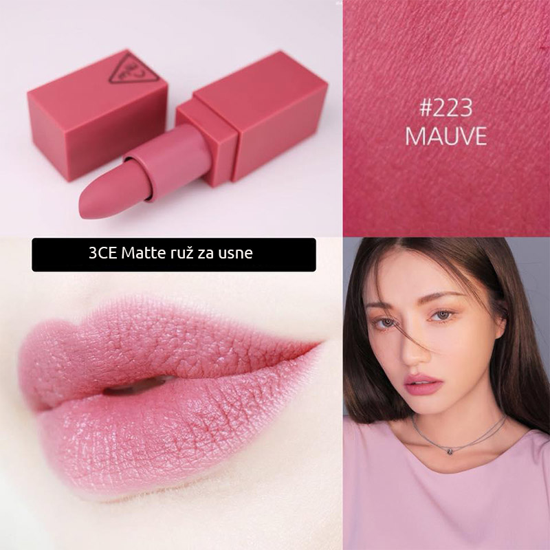 3CE Matte ruž za usne br. 223 mauve