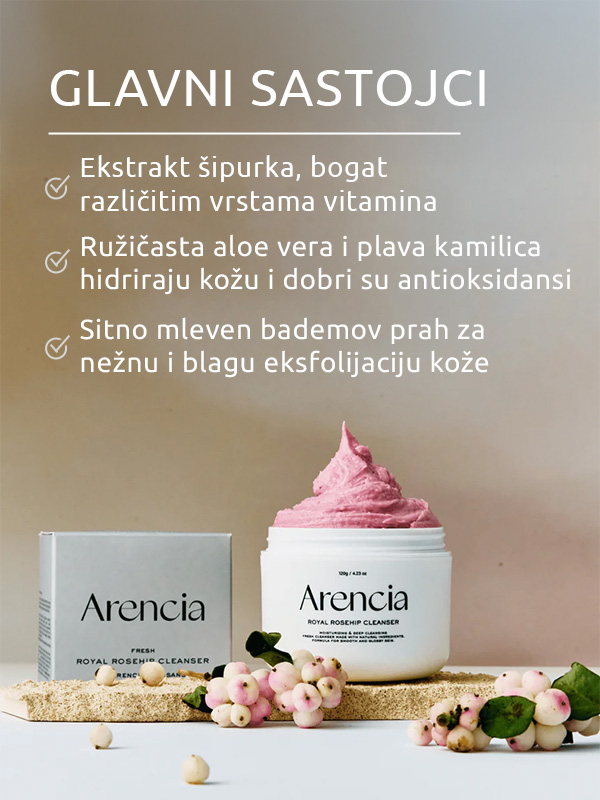 Arencia Fresh Royal Rosehip pasta za čišćenje lica 120g