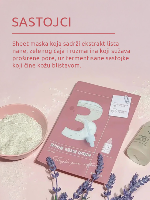 Numbuzin No.3 Tingle Pore Softening Sheet maska 27g
